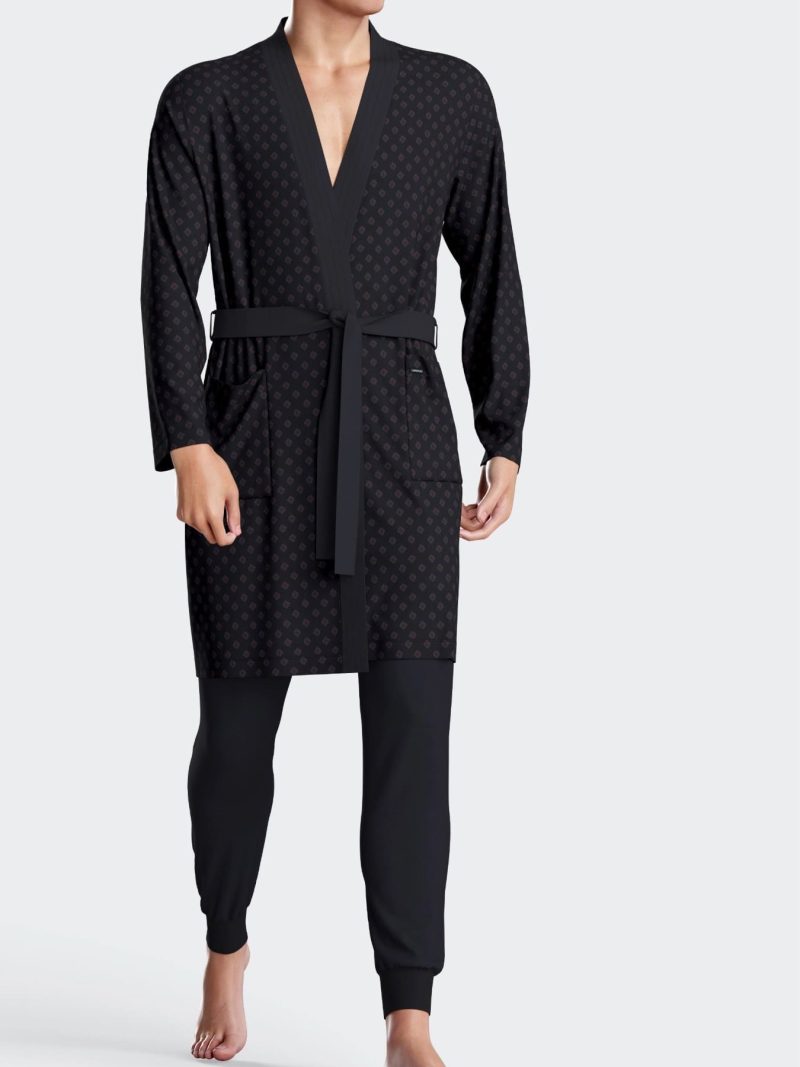Nuit & Homewear Robe de Chambre et Peignoir bleu marine imprimé im1641m86