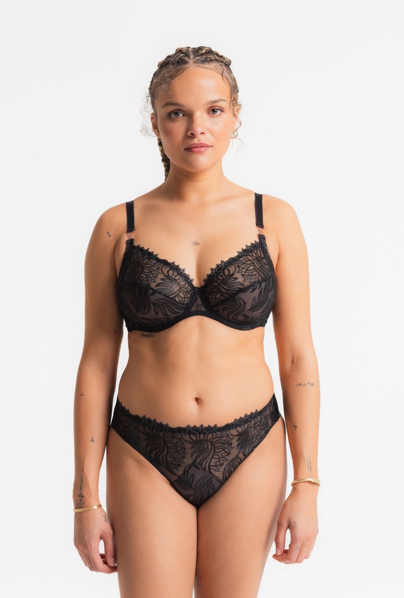Soutien-gorge Louisa Bracq Flower Power Noir Et Rose - Taille 105F, Neuf Avec étiquettes
