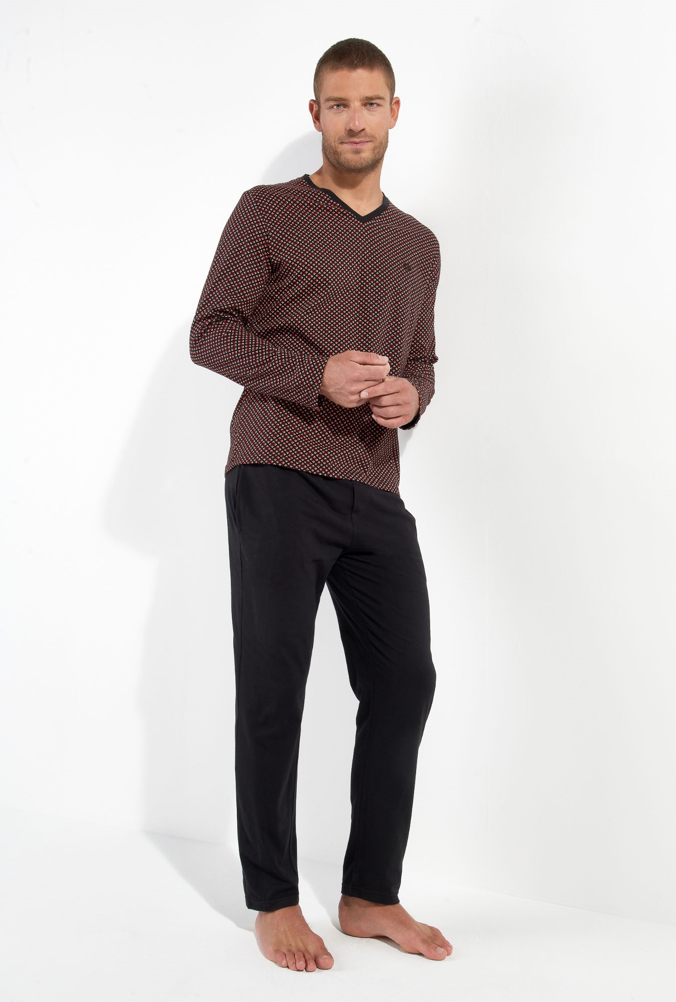 Nuit & Homewear Pyjama et Pyjacourt noir imprimé 402672 – Image 3