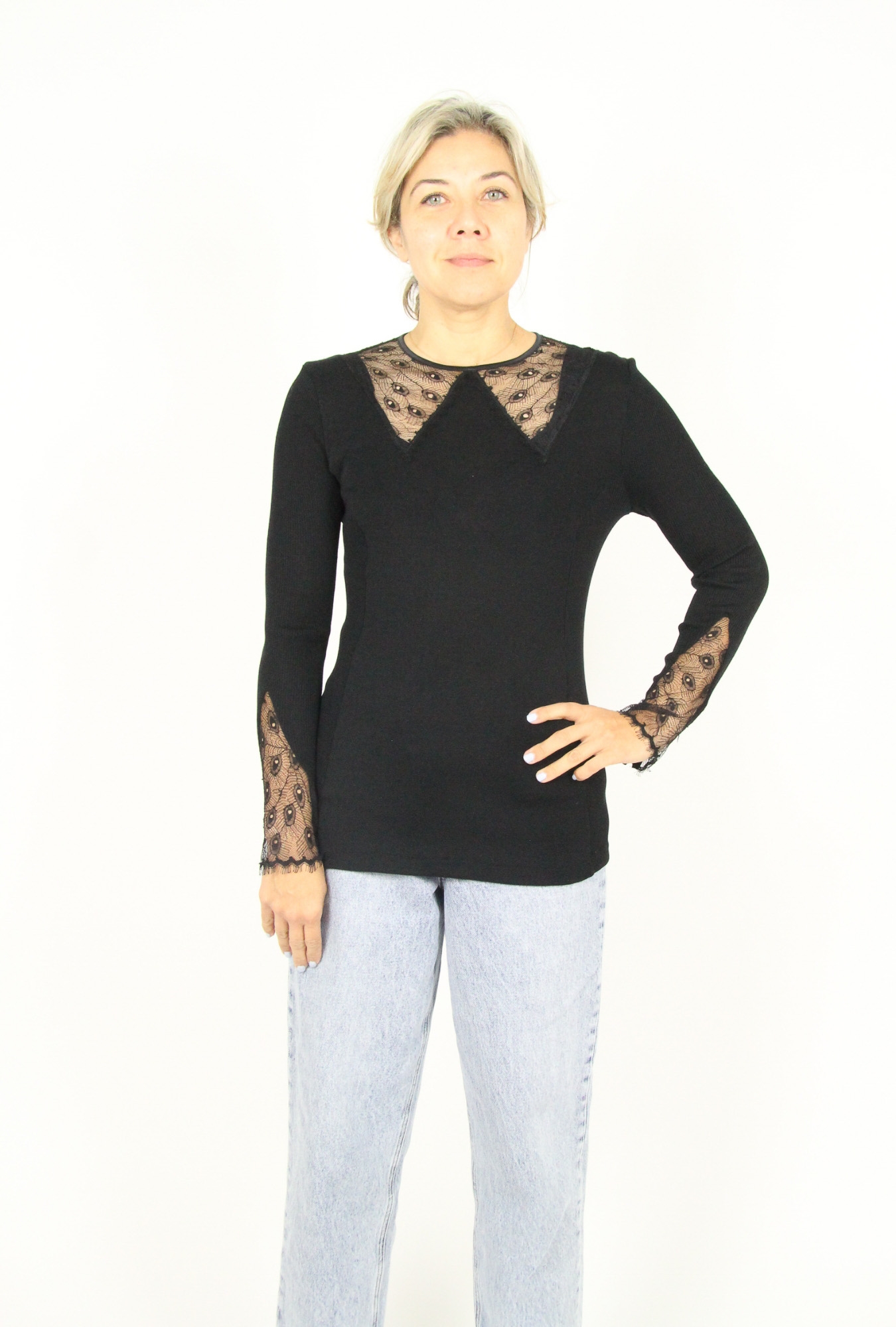 Lingerie Fine Top / Pull noir 6856 – Image 2