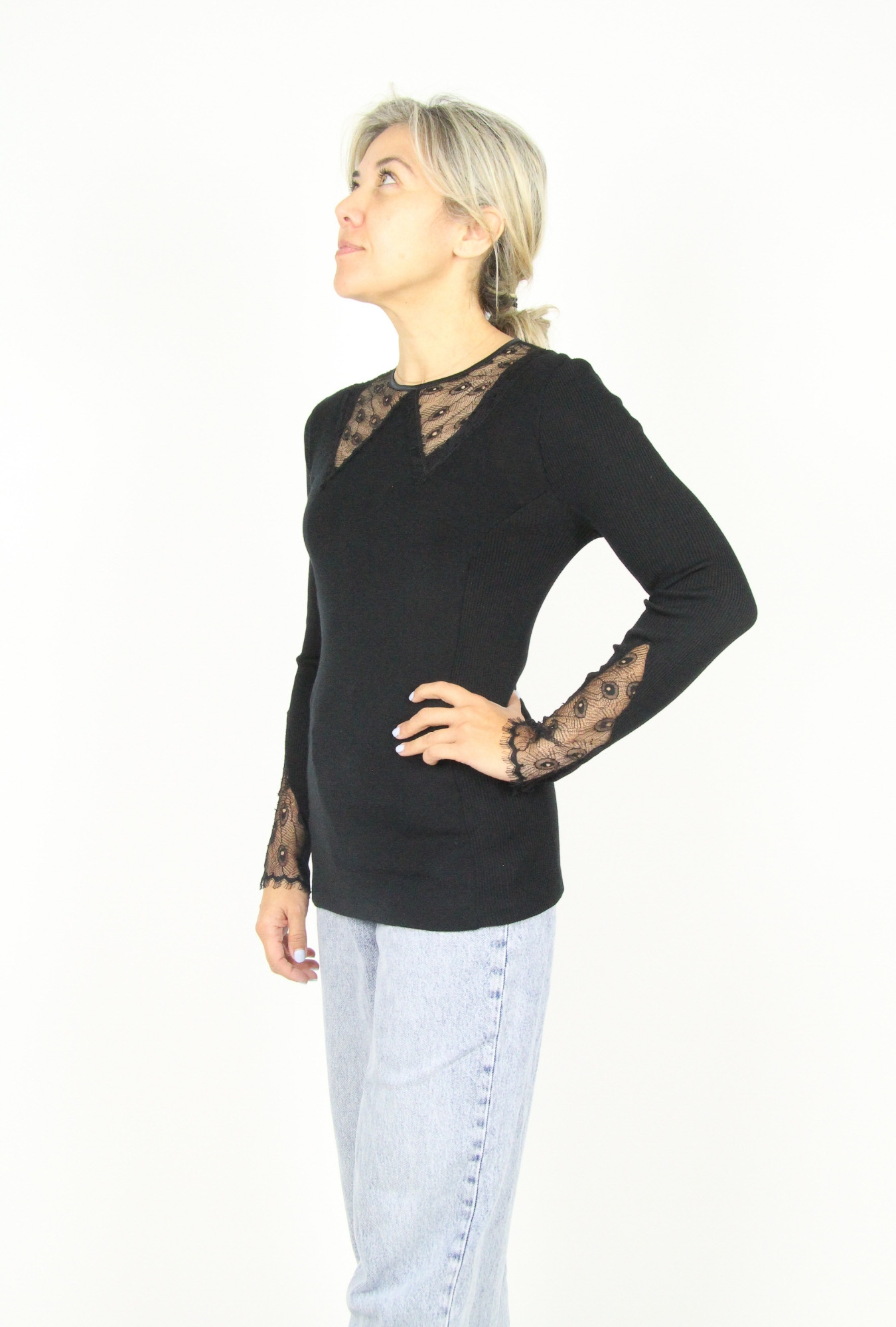Lingerie Fine Top / Pull noir 6856 – Image 3