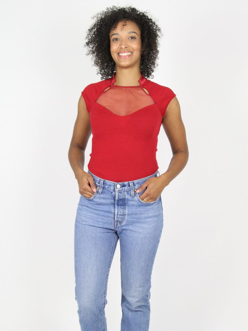 Lingerie Fine Top / Pull rouge 6904