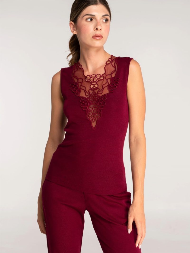 Lingerie Fine Top / Pull sangria 7427