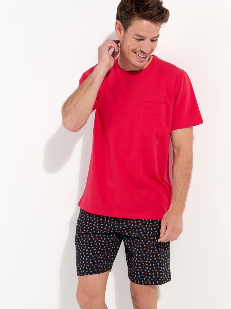 Nuit & Homewear Pyjama et Pyjacourt imprimé rouge noir 402941