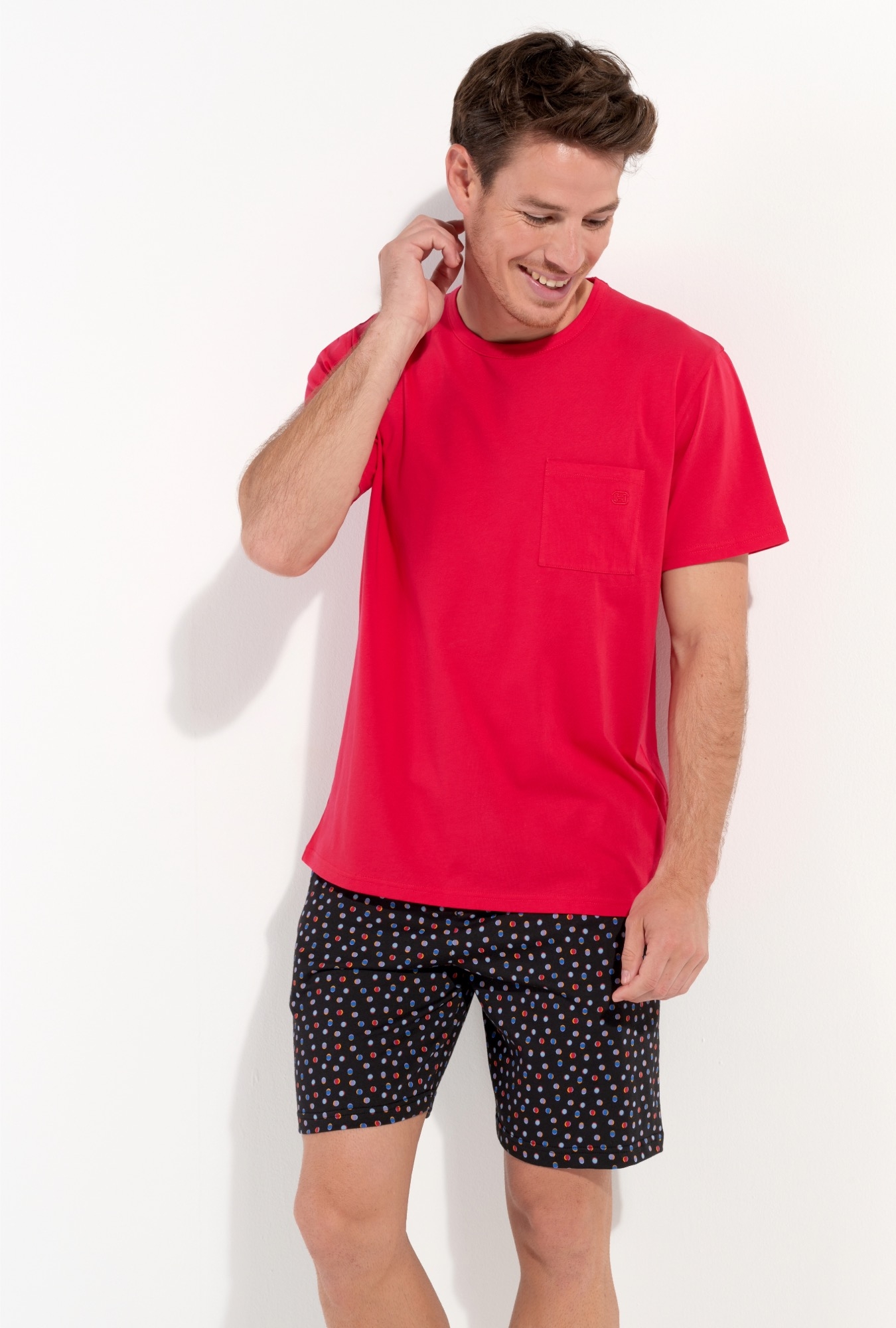 Nuit & Homewear Pyjama et Pyjacourt imprimé rouge noir 402941