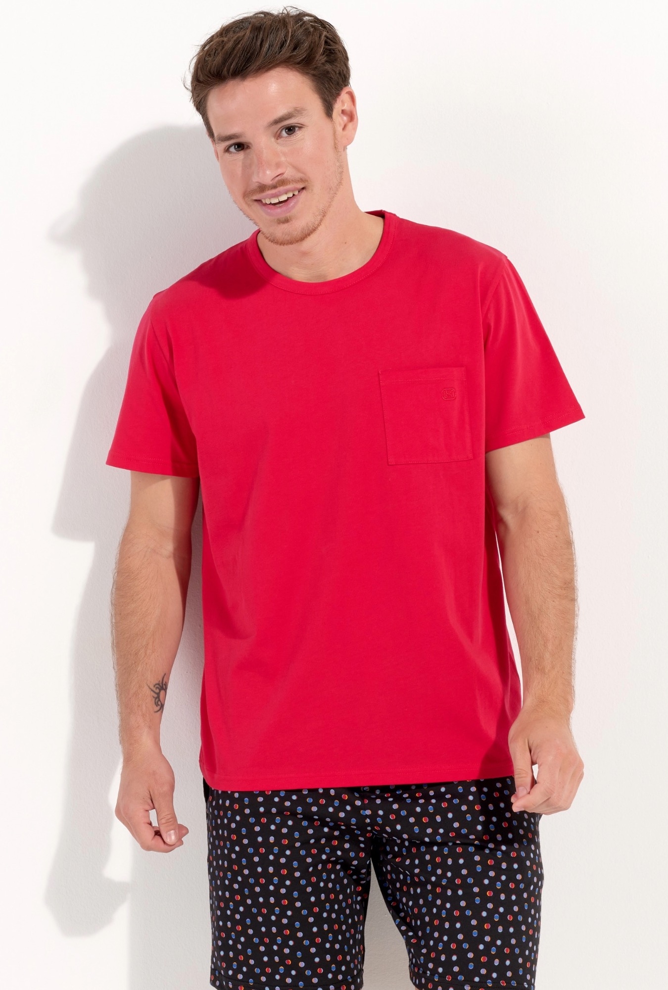 Nuit & Homewear Pyjama et Pyjacourt imprimé rouge noir 402941 – Image 2