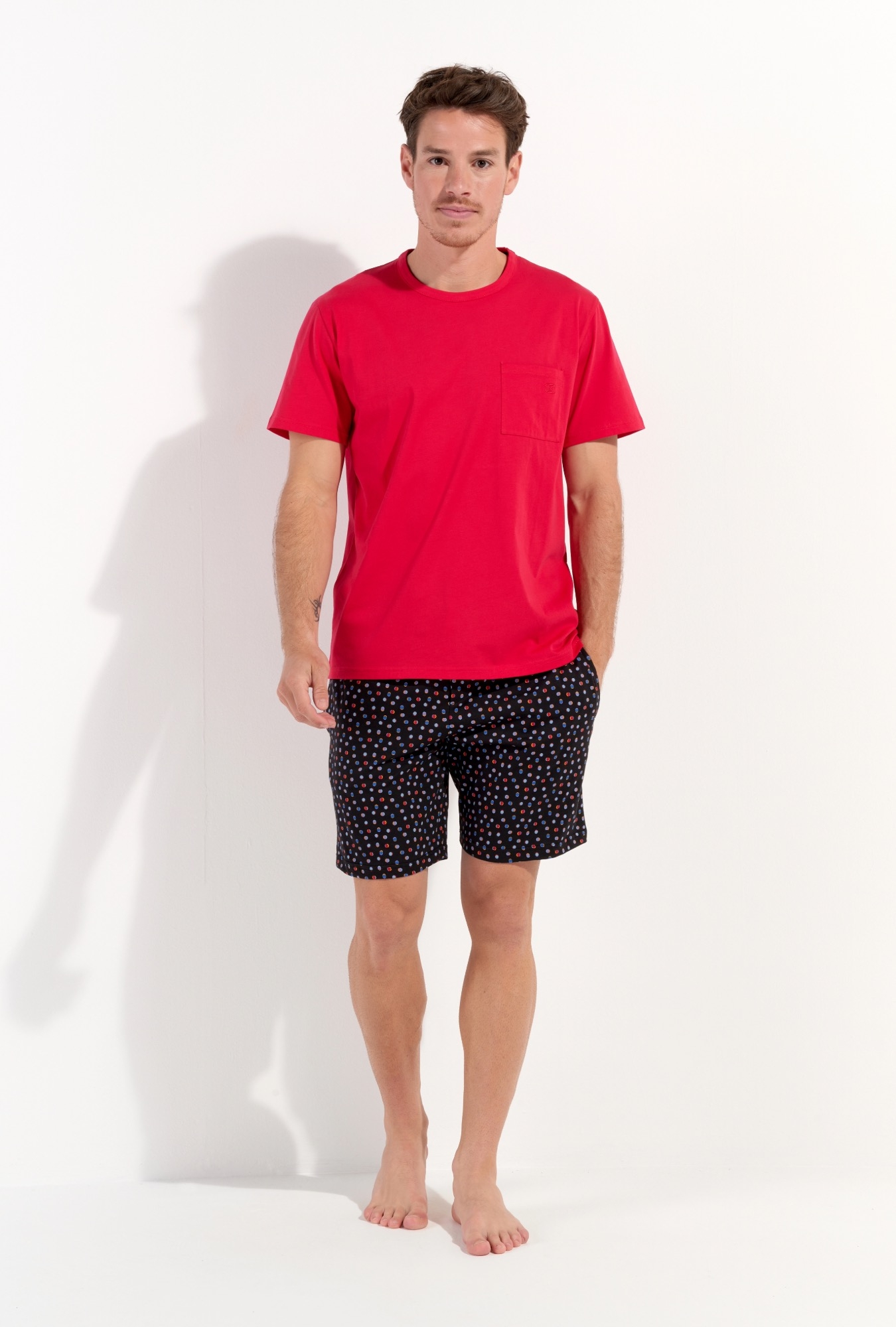 Nuit & Homewear Pyjama et Pyjacourt imprimé rouge noir 402941 – Image 3