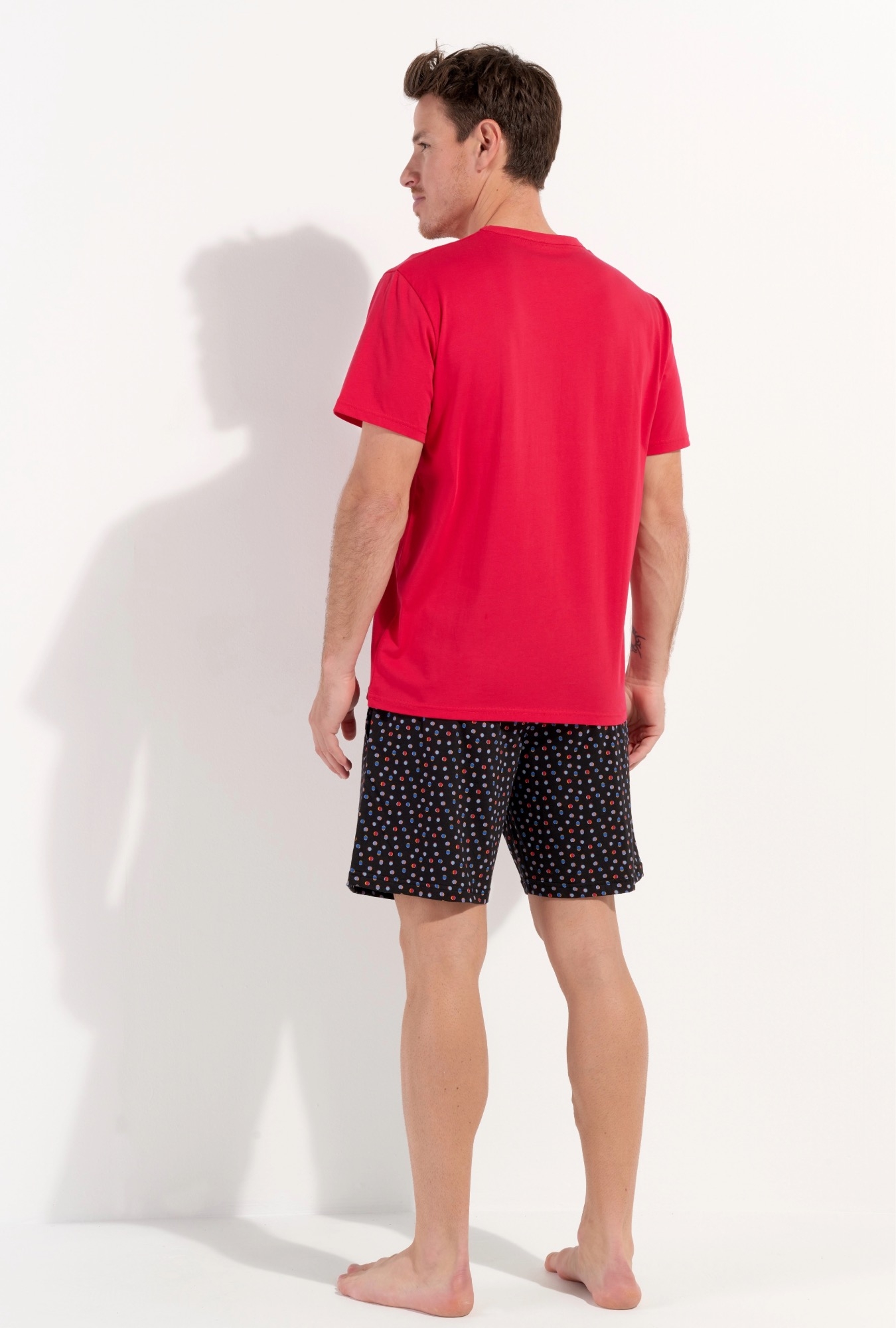 Nuit & Homewear Pyjama et Pyjacourt imprimé rouge noir 402941 – Image 5
