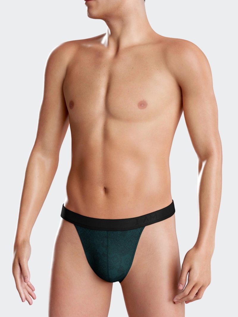 Les dessous String vert + noir ii1141n37