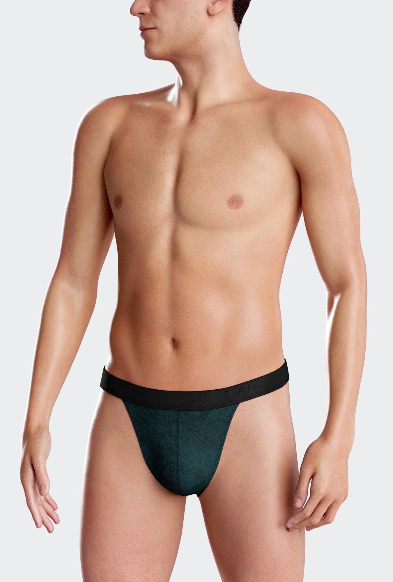 Les dessous String vert + noir ii1141n37