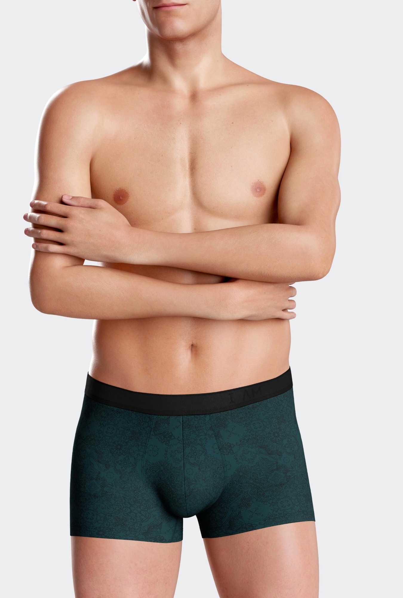 Les dessous Boxer vert + noir ii1221n37