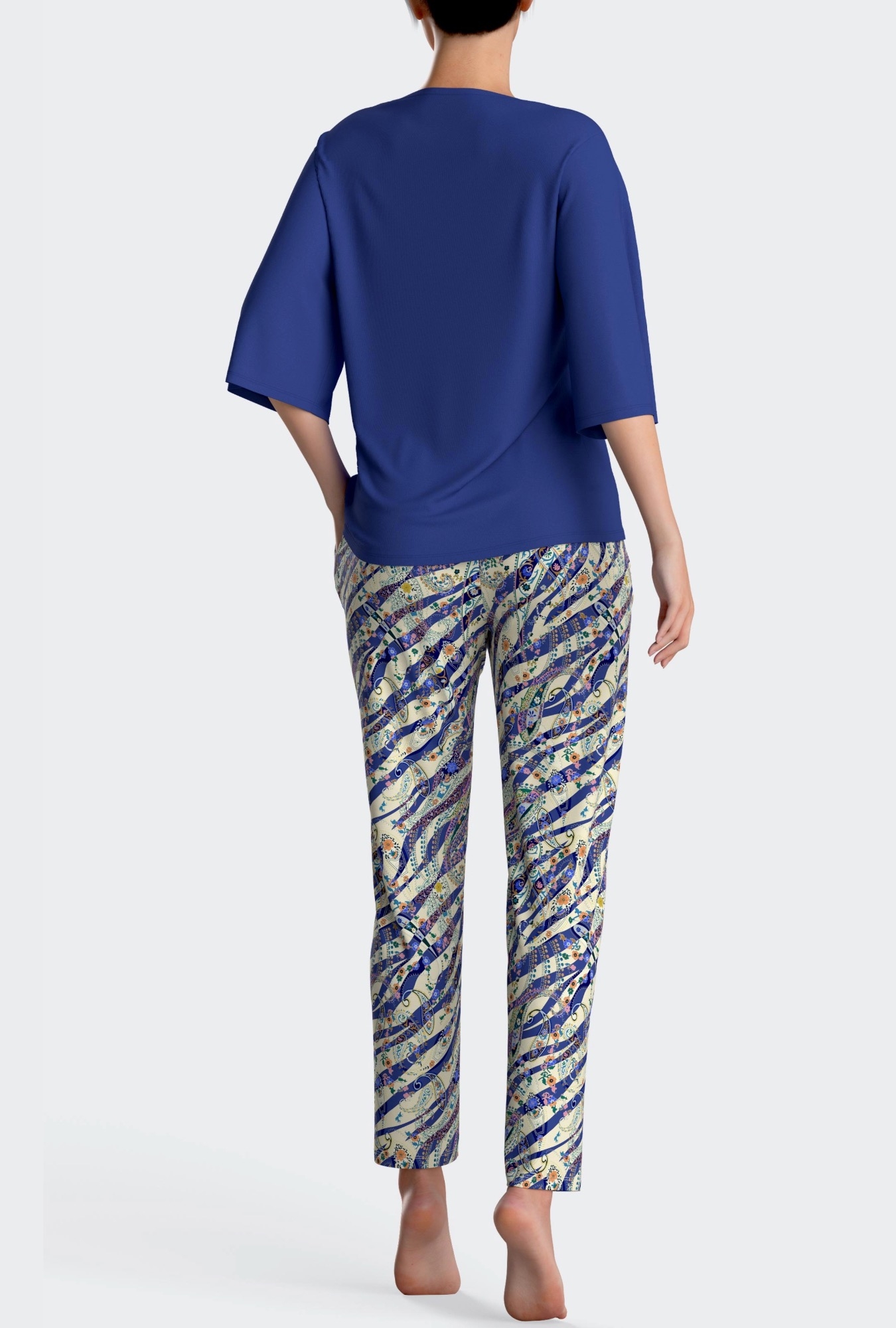 Nuit & Homewear Pyjama / Pyjacourt bleu imprimé im8551n51 – Image 2