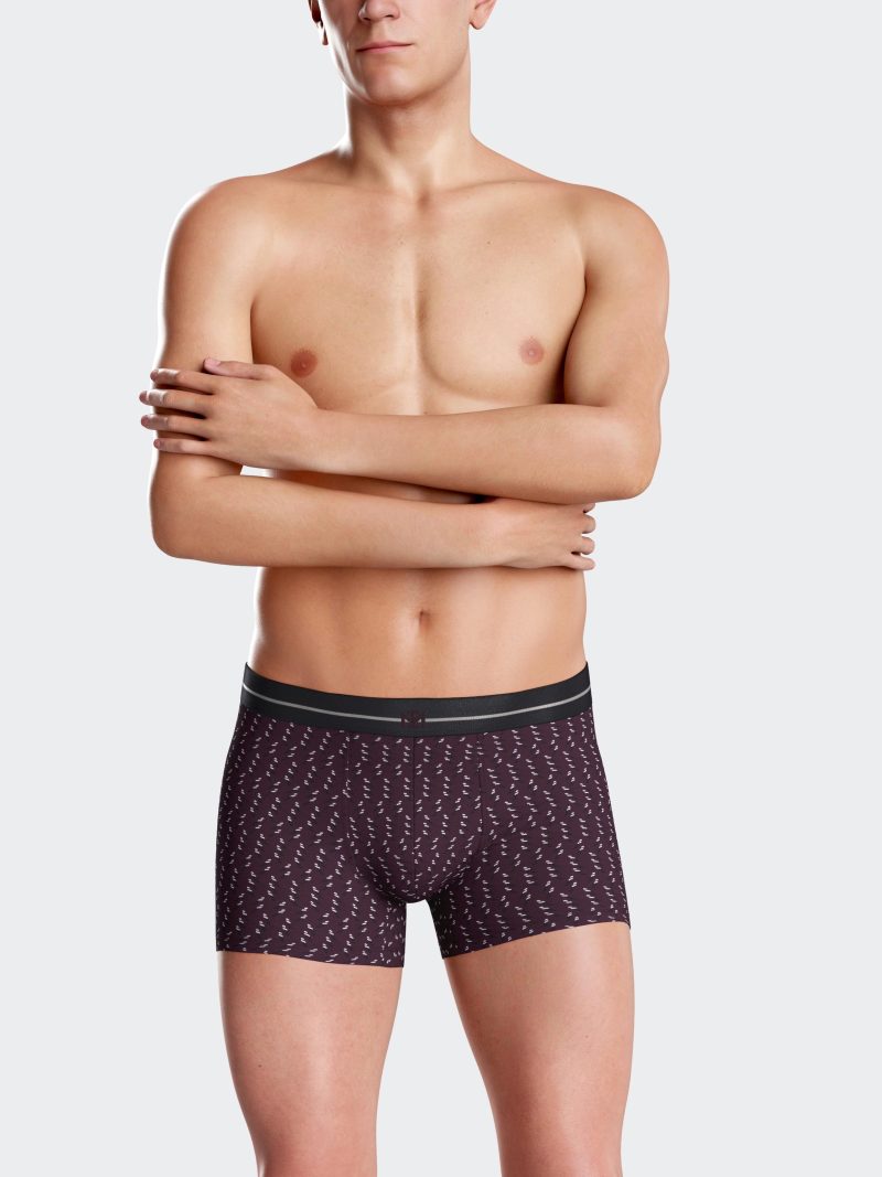Les dessous Boxer bordeaux imprimé + marine im1223n64p2