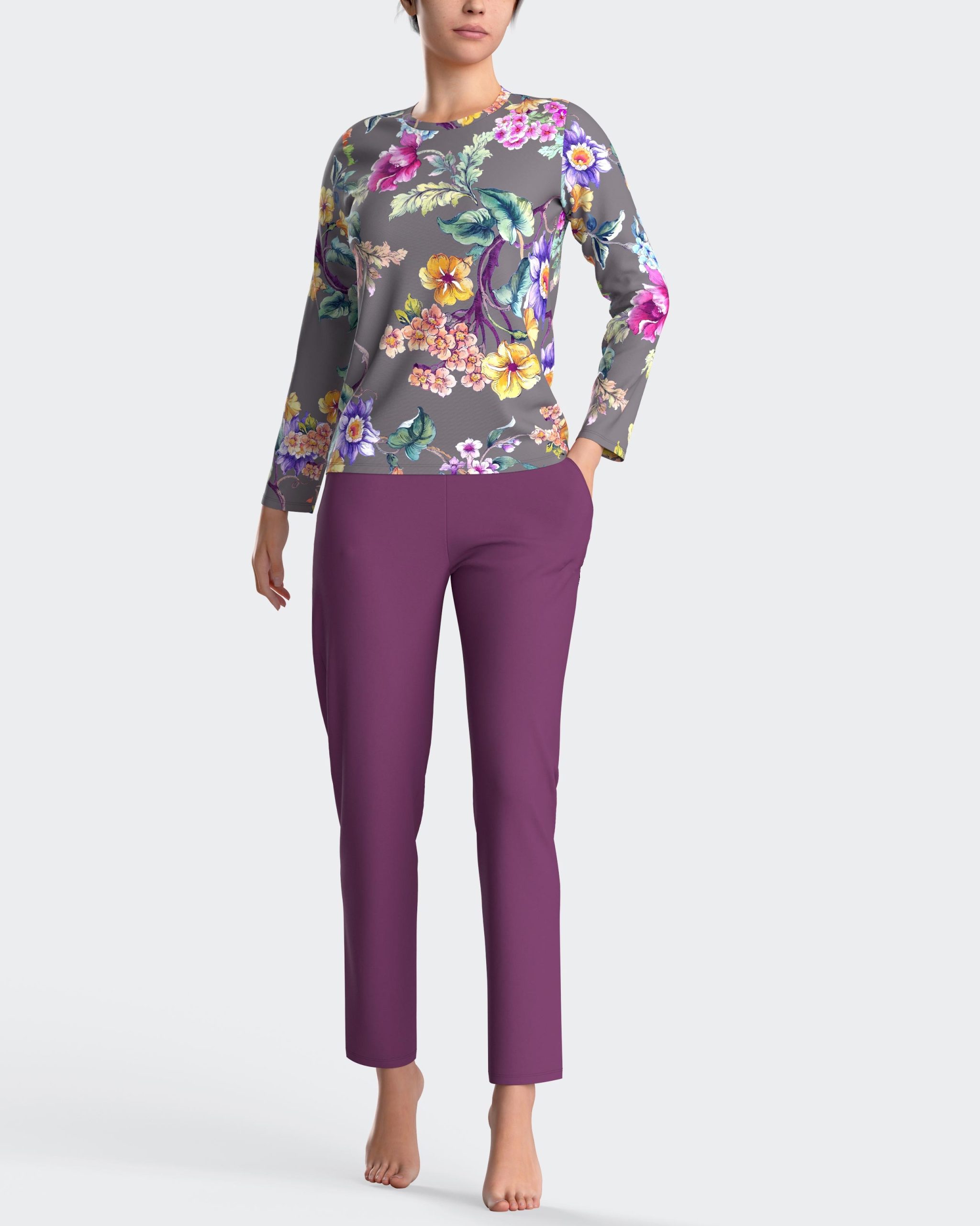 Nuit & Homewear Pyjama / Pyjacourt gris violet im8551n92