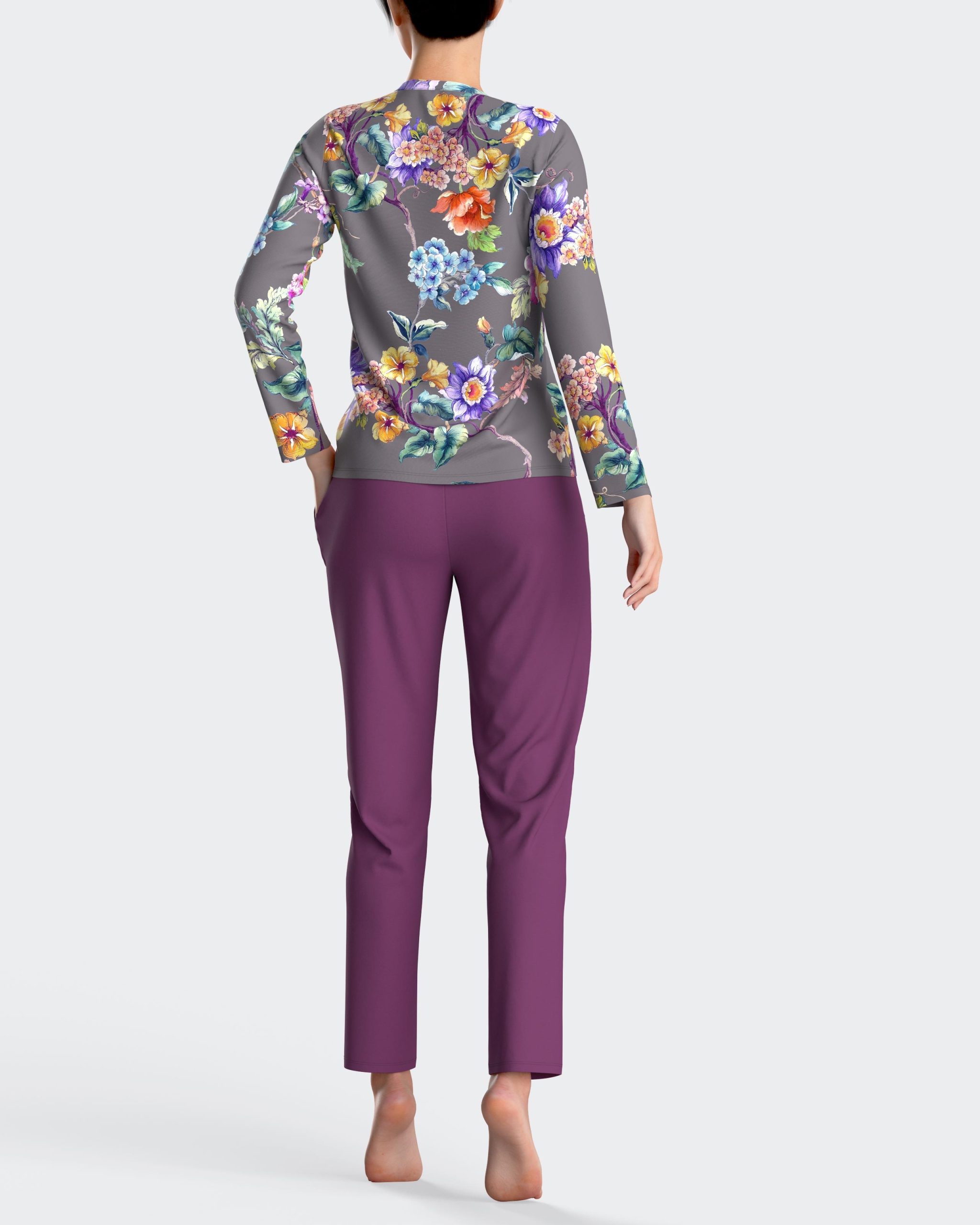 Nuit & Homewear Pyjama / Pyjacourt gris violet im8551n92 – Image 2