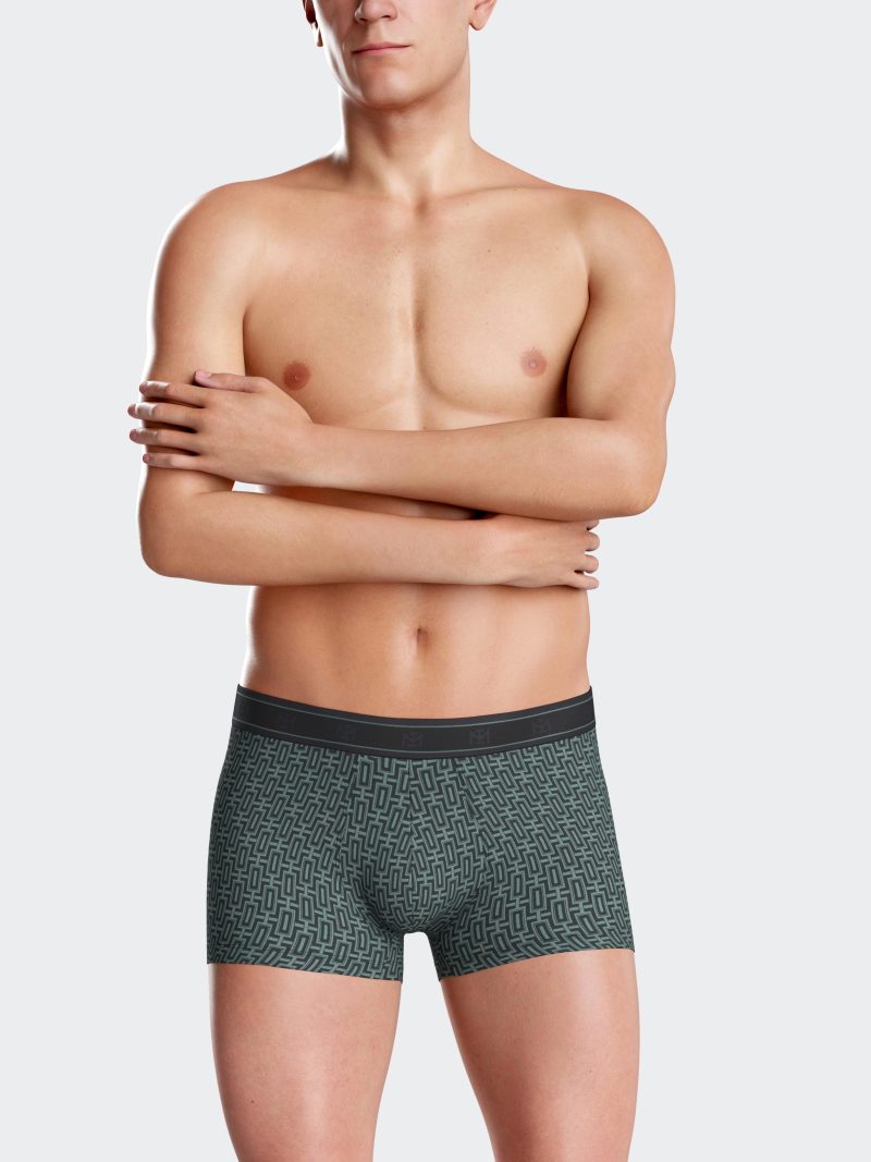 Les dessous Boxer vert imprimé + gris im1221n72p2