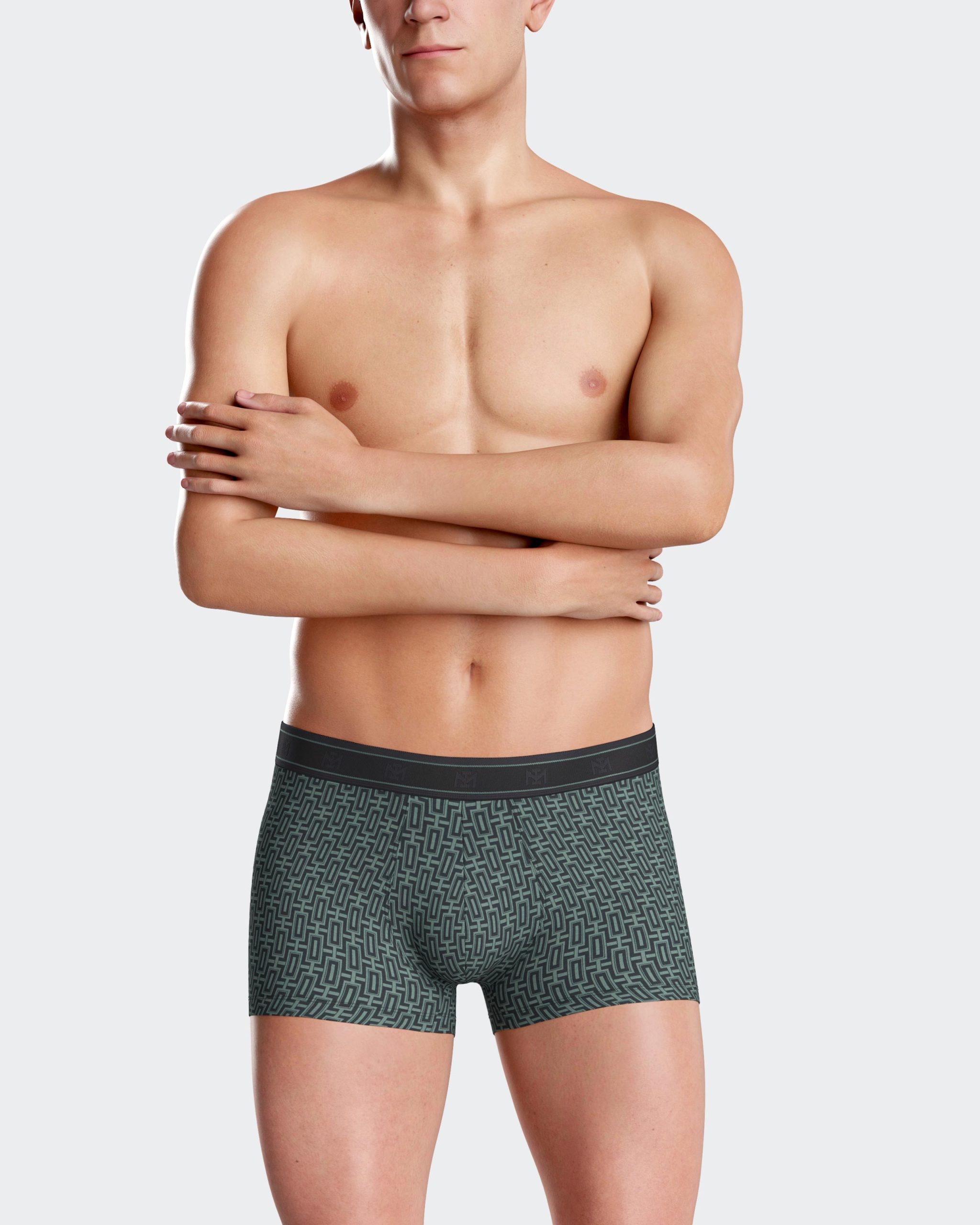 Les dessous Boxer vert imprimé + gris im1221n72p2