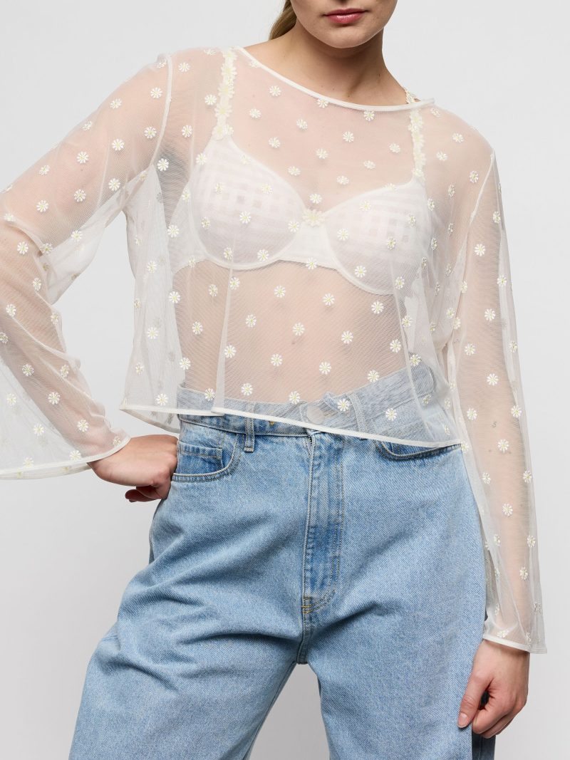 Lingerie Fine Top / Pull ivory petals 0800419
