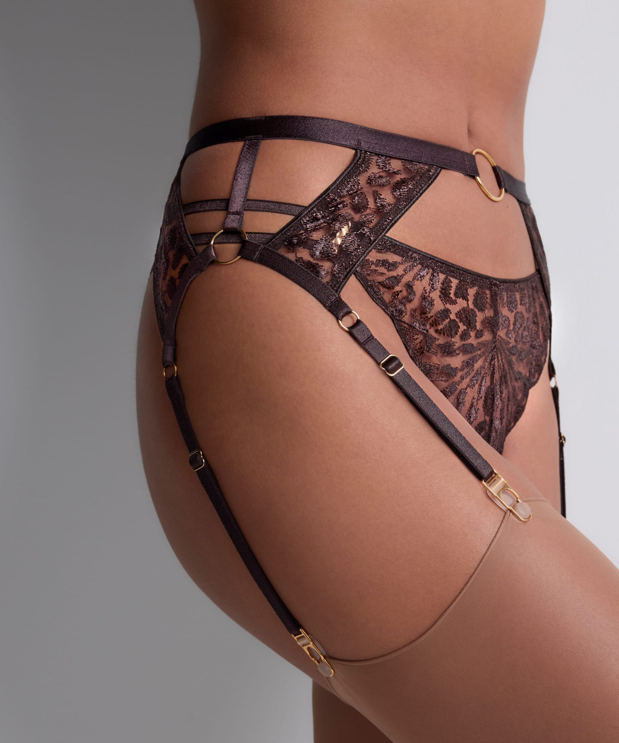 Lingerie Fine Porte-Jarretelles satin brown 5d50 – Image 4