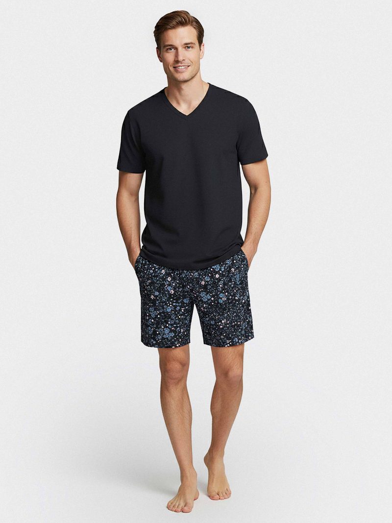 Nuit & Homewear Pyjama et Pyjacourt marine fleuri ep1512h96