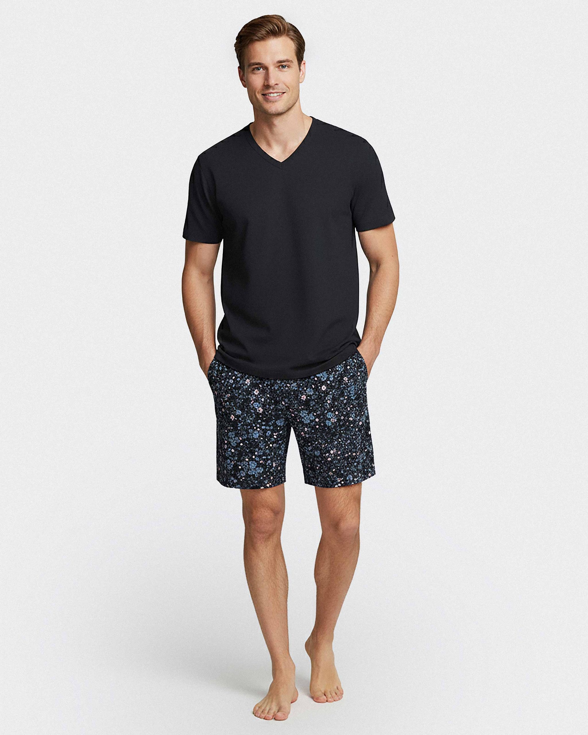Nuit & Homewear Pyjama et Pyjacourt marine fleuri ep1512h96