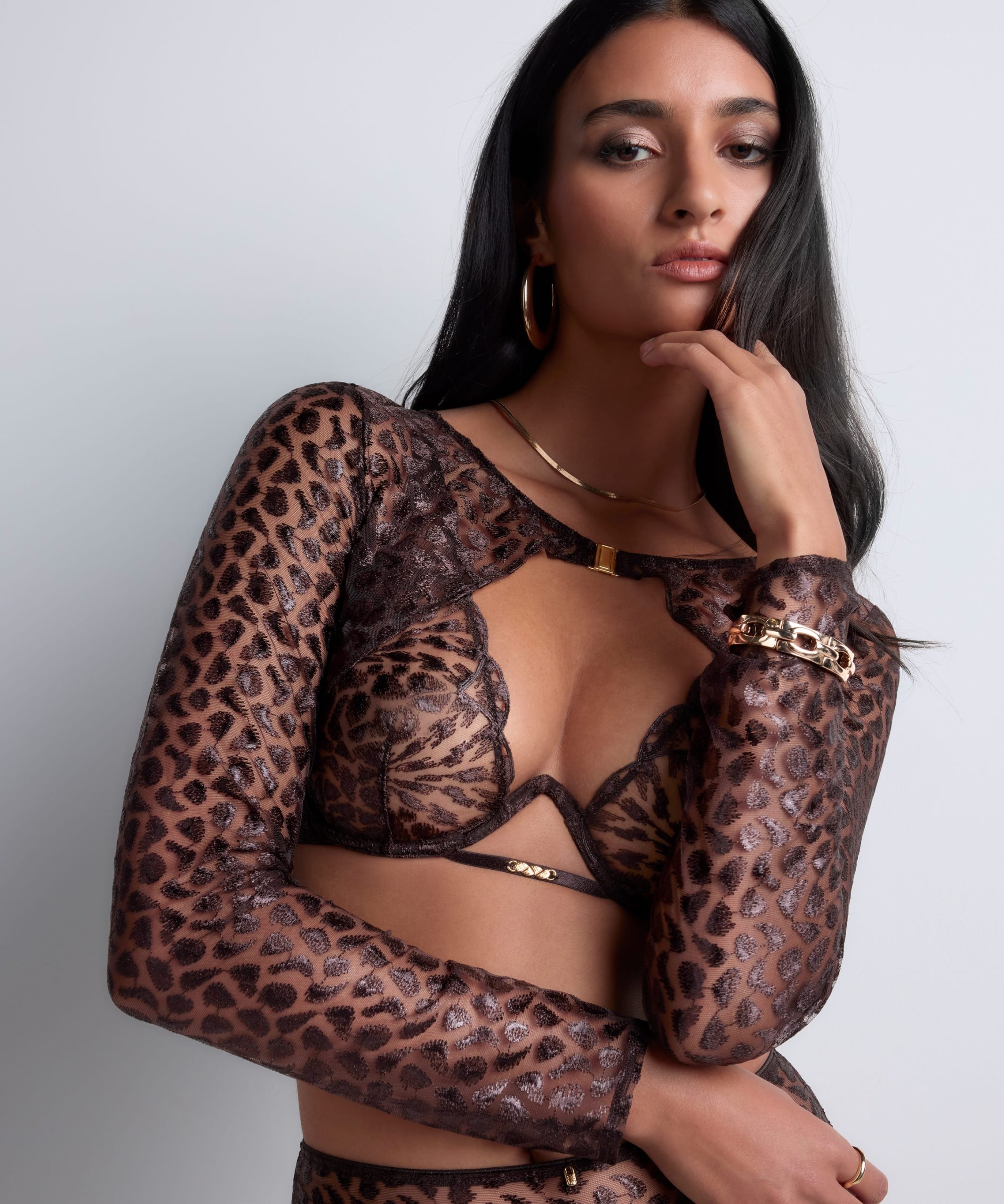 Lingerie Fine Top / Pull satin brown 5d62
