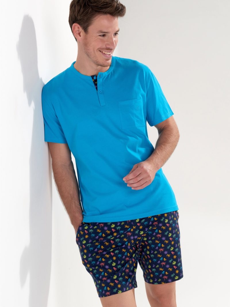 Nuit & Homewear Pyjama et Pyjacourt bleu imprimé 402936