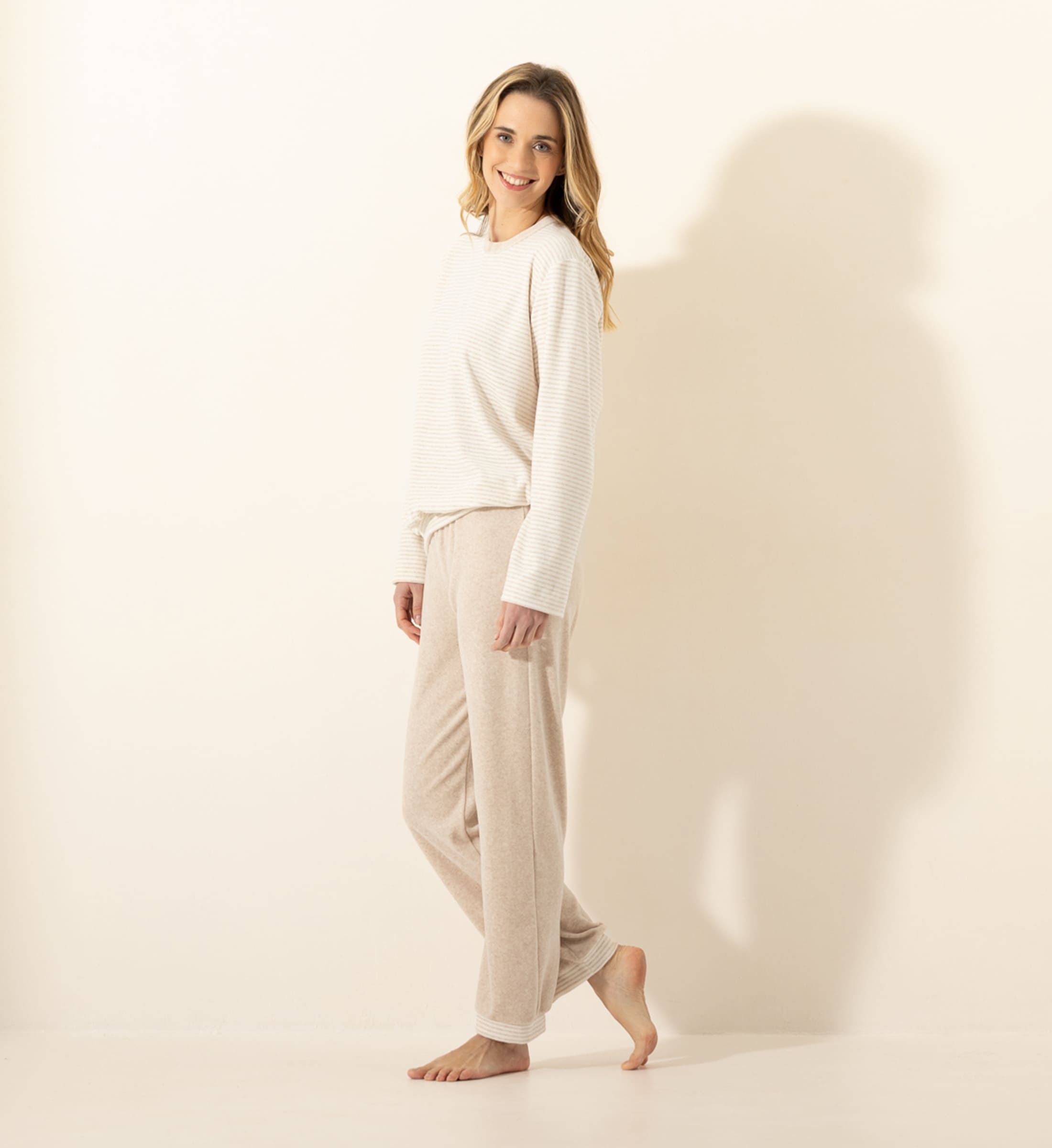 Nuit & Homewear Ensemble détente beige chiné / ecru c322dpy – Image 2