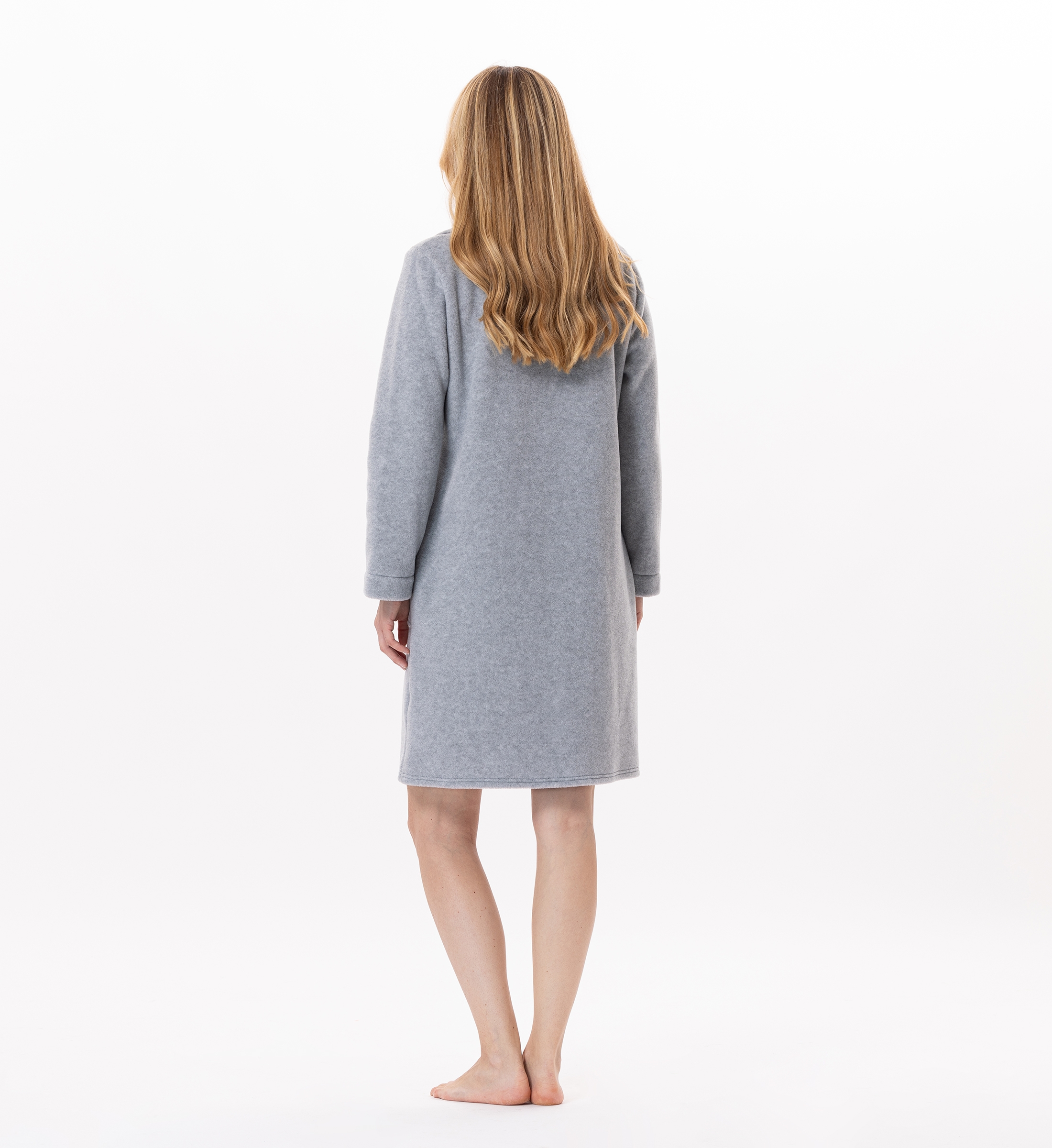Nuit & Homewear Robe de Chambre / Peignoir gris chiné ch04abrc – Image 3
