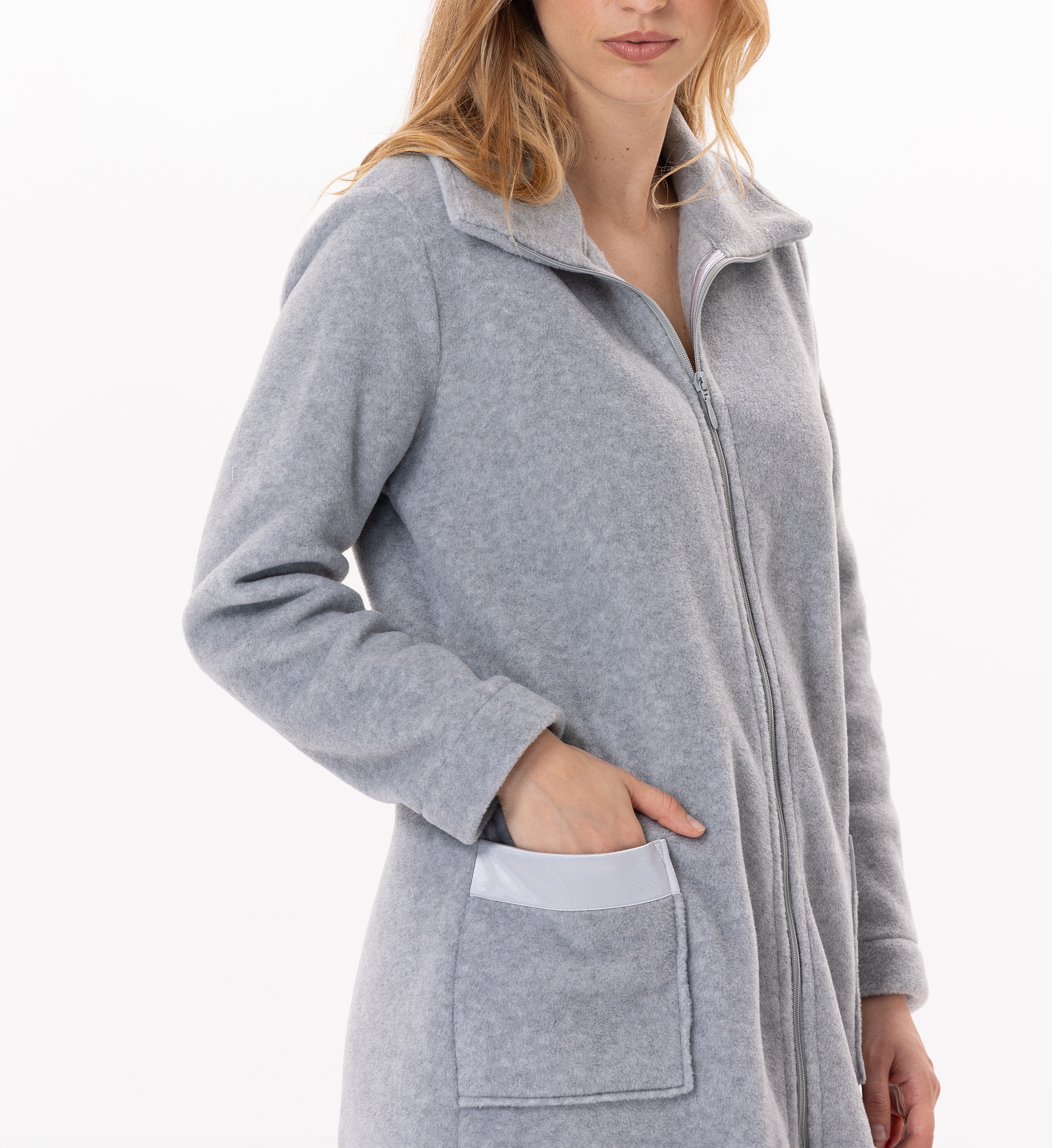 Nuit & Homewear Robe de Chambre / Peignoir gris chiné ch04abrc – Image 5