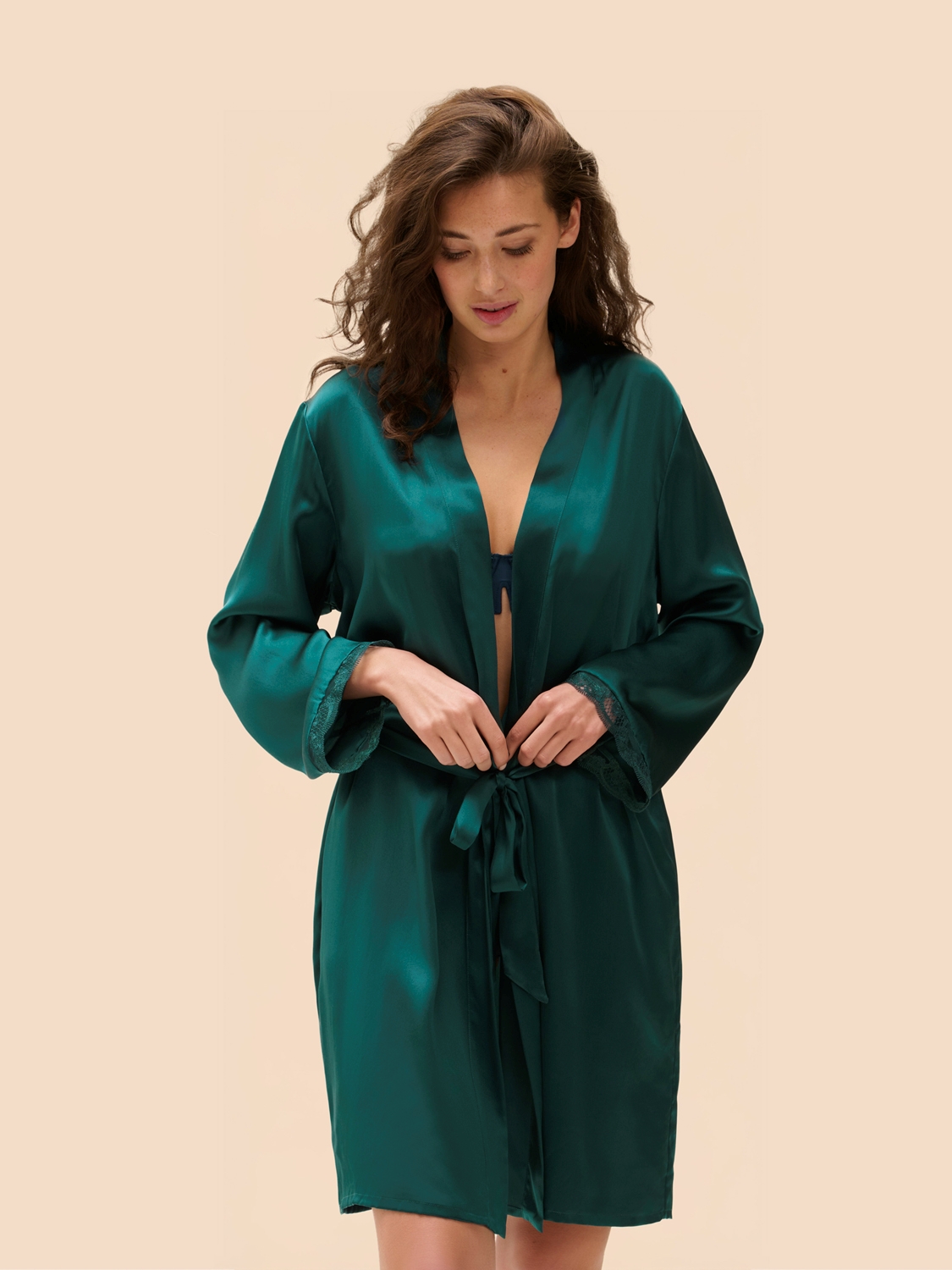 Nuit & Homewear Kimono / Deshabillé emeraude 1f8982 – Image 4