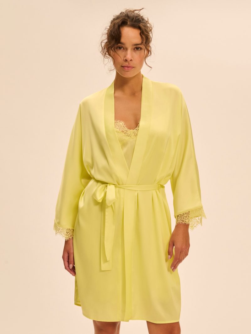 Nuit & Homewear Kimono / Deshabillé jaune d'été 23h982