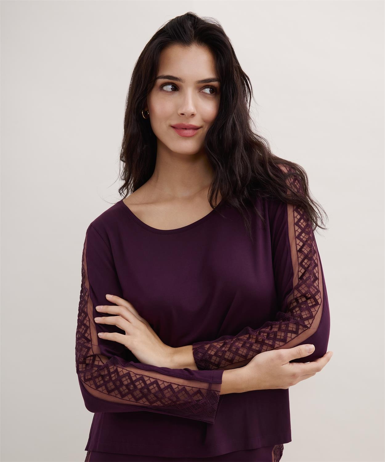 Lingerie Fine Top / Pull deep berry 5l74 – Image 4